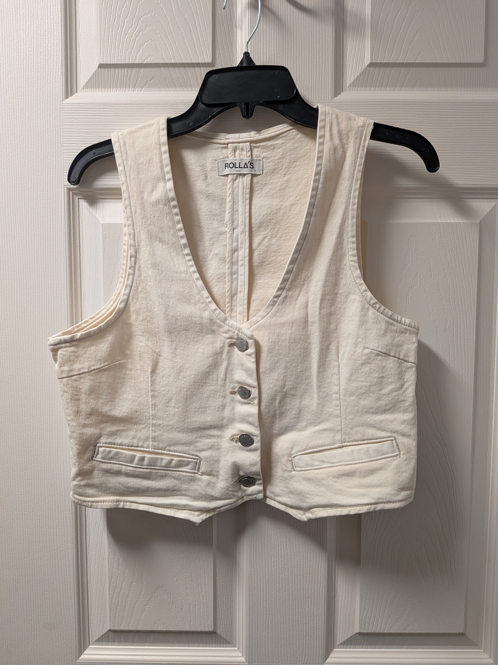 ROLLA'S Cream Button-Front Cropped Vest